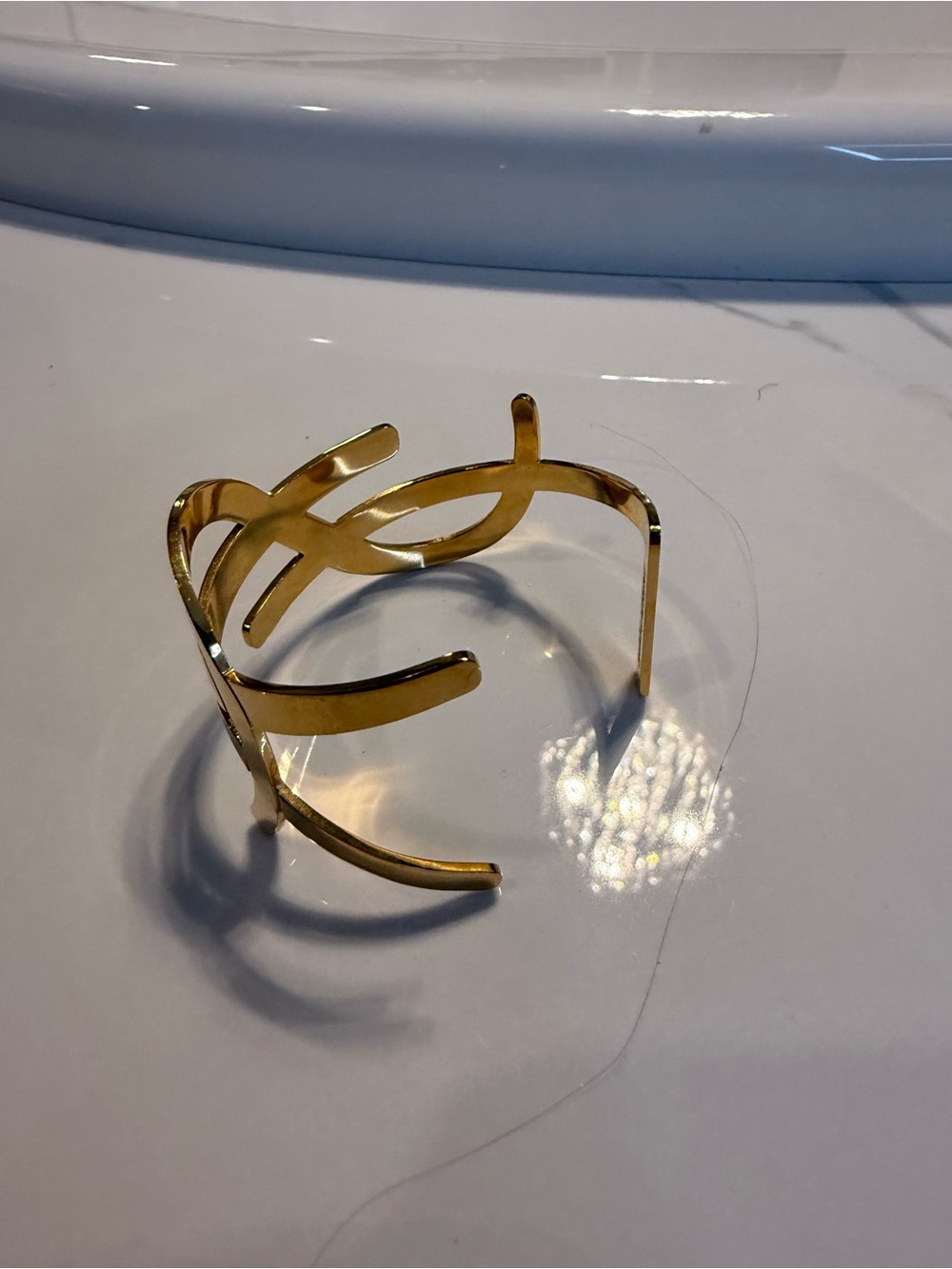 Yves Saint Laurent Gold-Tone Interlocking Logo Bracelet - Picture 6 of 7